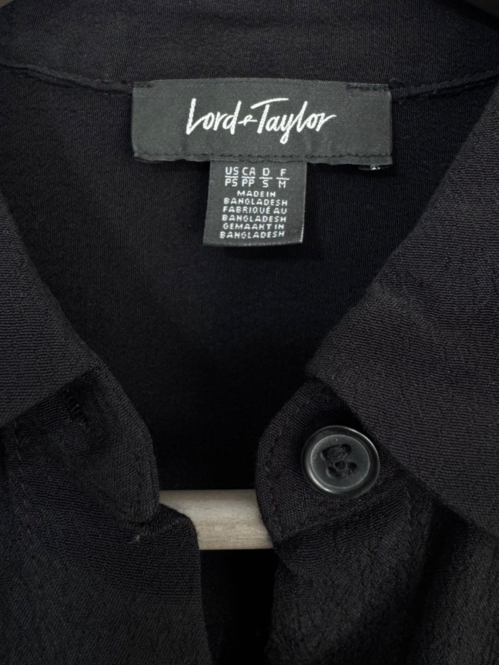 Lord & Taylor Long Sleeve Button Down Pocket Viscose Shirt Black Petite Small - Picture 9 of 15